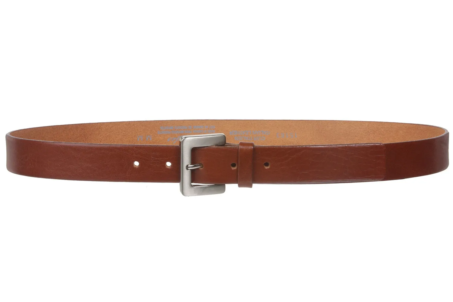 1 1/8" Bovine Leather Plain Belt with Satin Nickel Buckle