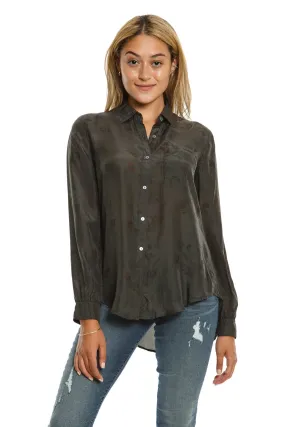 100% Silk long sleeve blouse in Charcoal