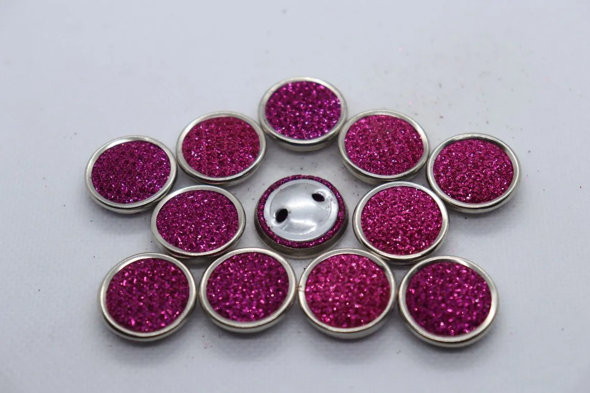 Baby Pink Circular Metal Ring Sugar Coat Button