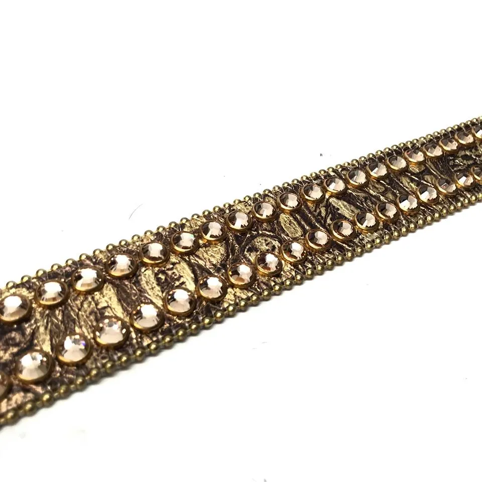 b.b. Simon Golden Pirate Head Leather Crystal Belt