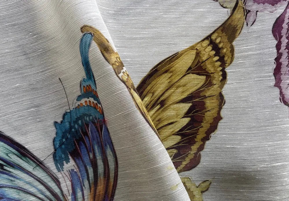 Bewitching Brilliant Fluttering Butterflies Silk & Cotton Blend (Made in Italy)