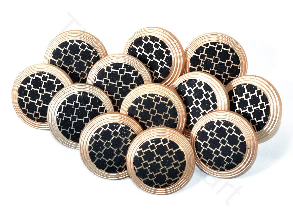 Black Golden Geometric Acrylic Coat Buttons