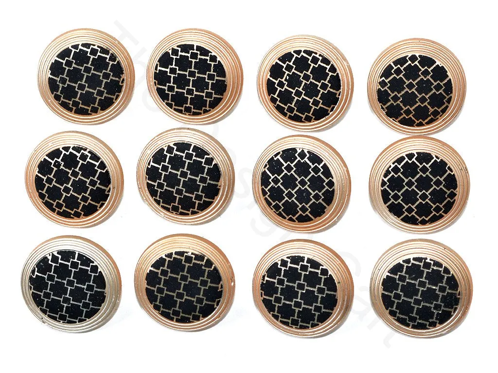 Black Golden Geometric Acrylic Coat Buttons