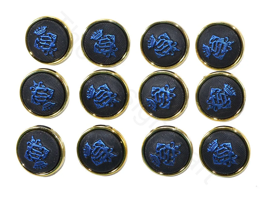 Black Matte Blue Designer Coat Buttons