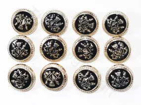 Black Royal Crown Acrylic Coat Buttons