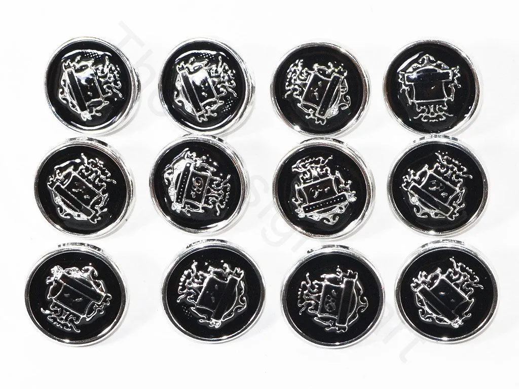 Black Silver Abstract Acrylic Coat Buttons