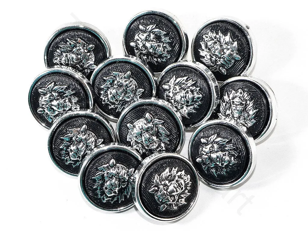 Black Silver Lion Acrylic Coat Buttons