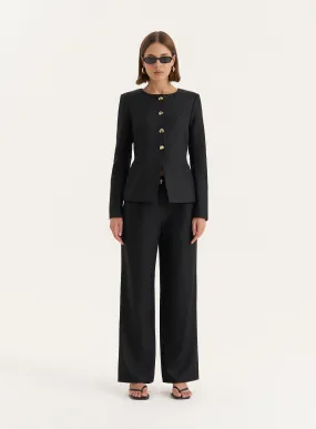 Black Tailored Straight Leg Trouser- Polly