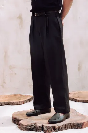 Black Wide Fit Portobello Trousers