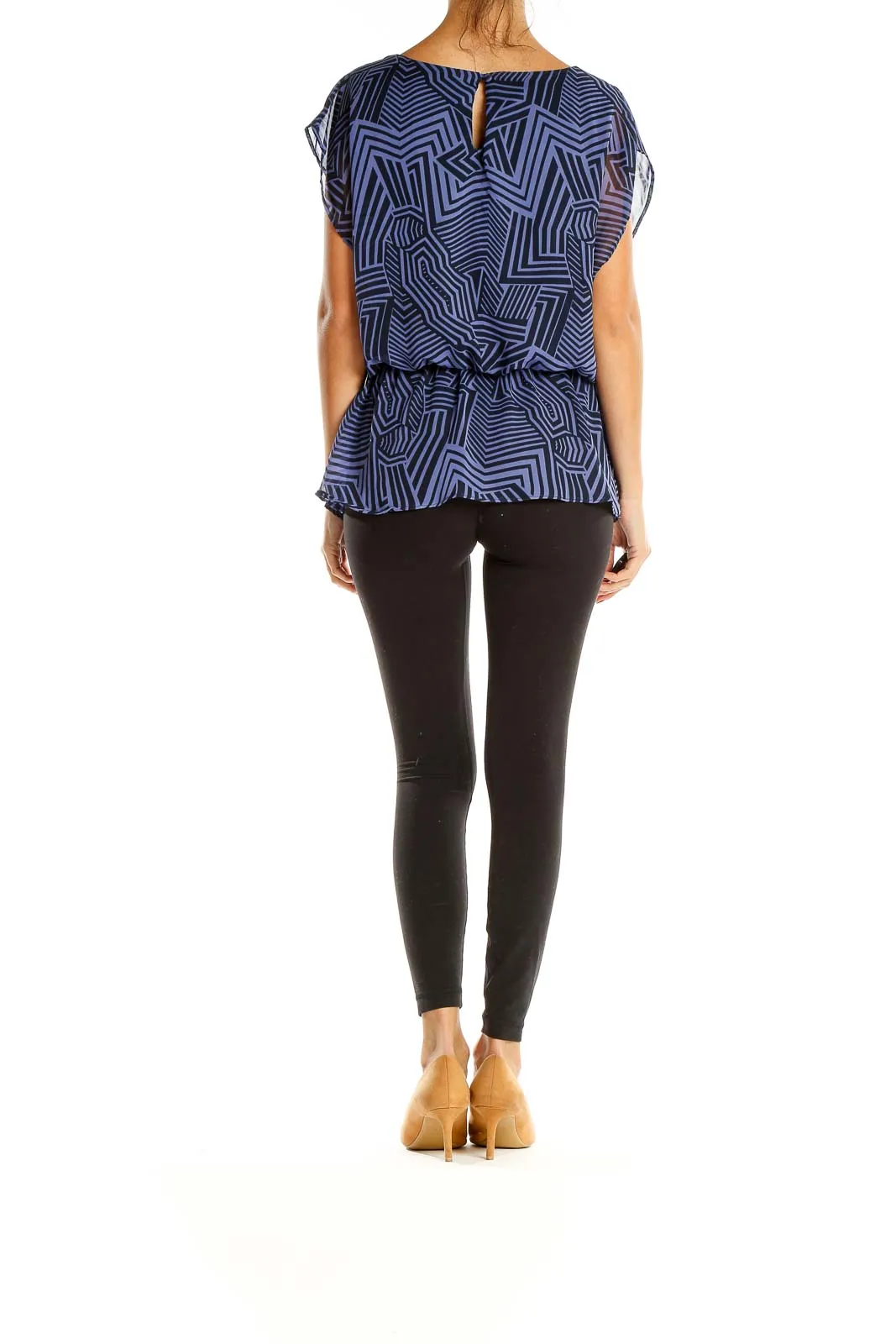 Blue Geometric Print Classic Blouse