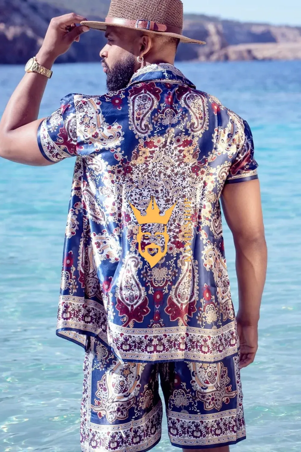 Boho Silk Shirt Set - Festival Outfit, Handmade Men's Fashion