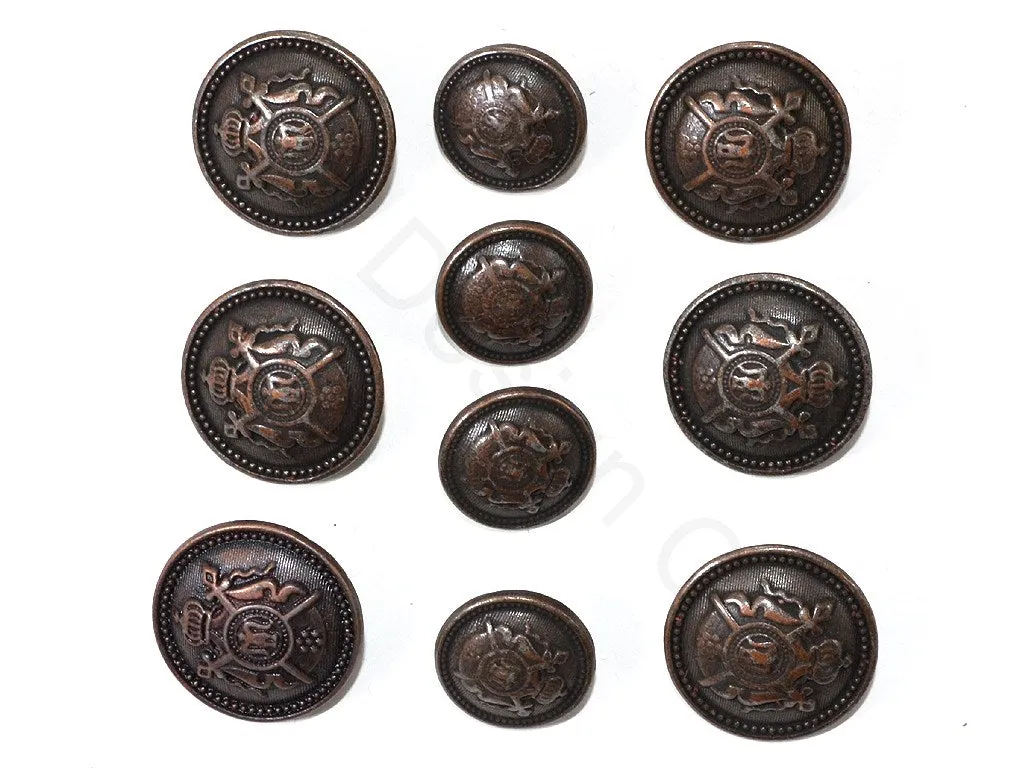 Brown Sword Metal Suit Buttons