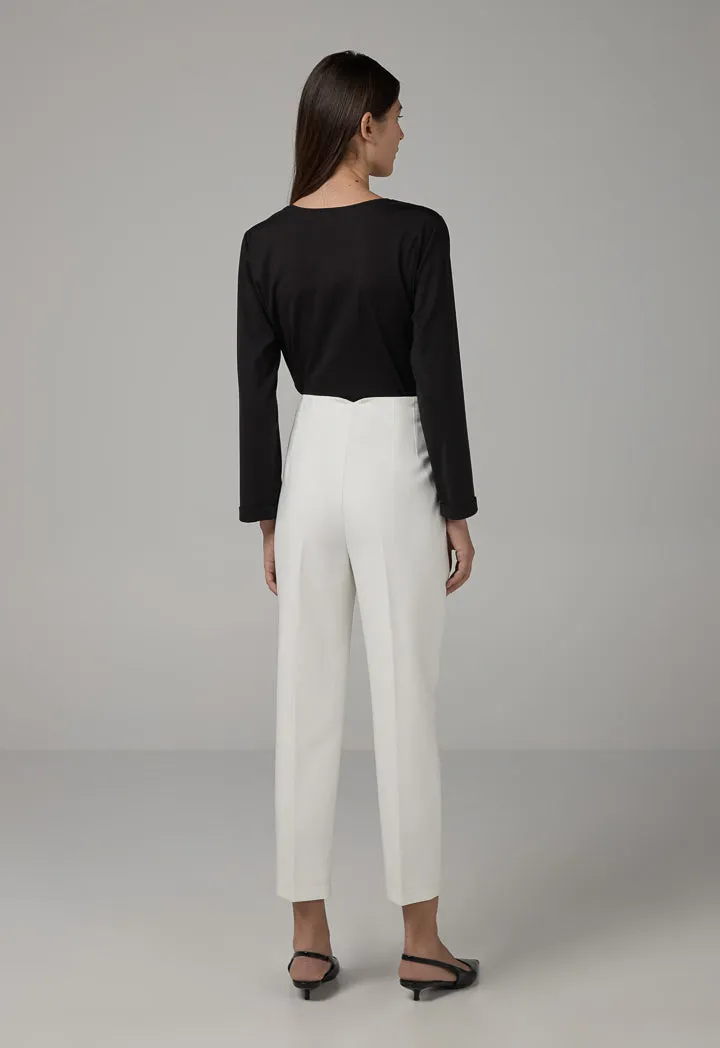 Choice Single Tone High-Waist Trousers Off White