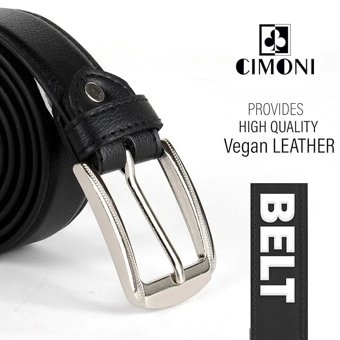 CIMONI Vegan Leather Belt for Men with Designer Buckel Wear Classic belt