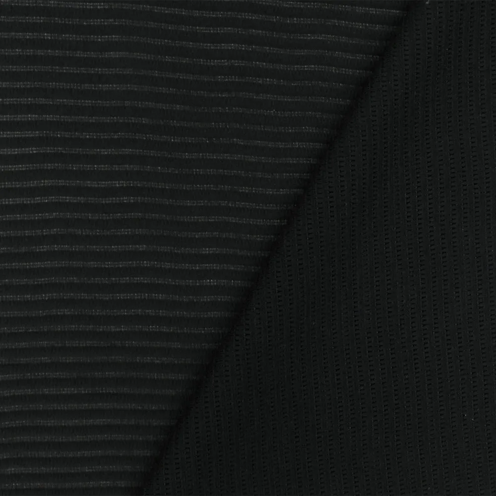 Classic Black 3D Stripe Stretch Semi-Sheer Knit Fabric