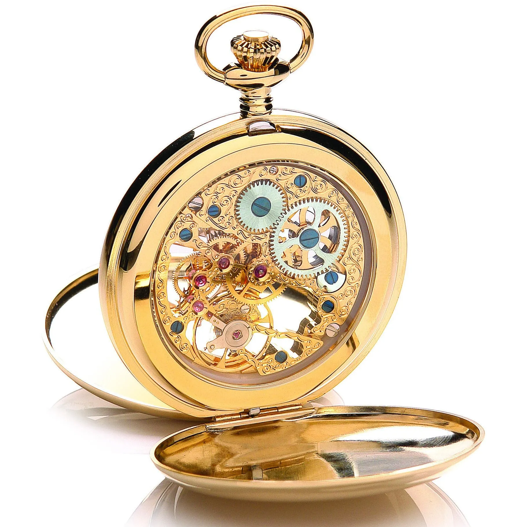 Classic Gold Mechanical Pocket Watch – Intricate Movement & Timeless Design