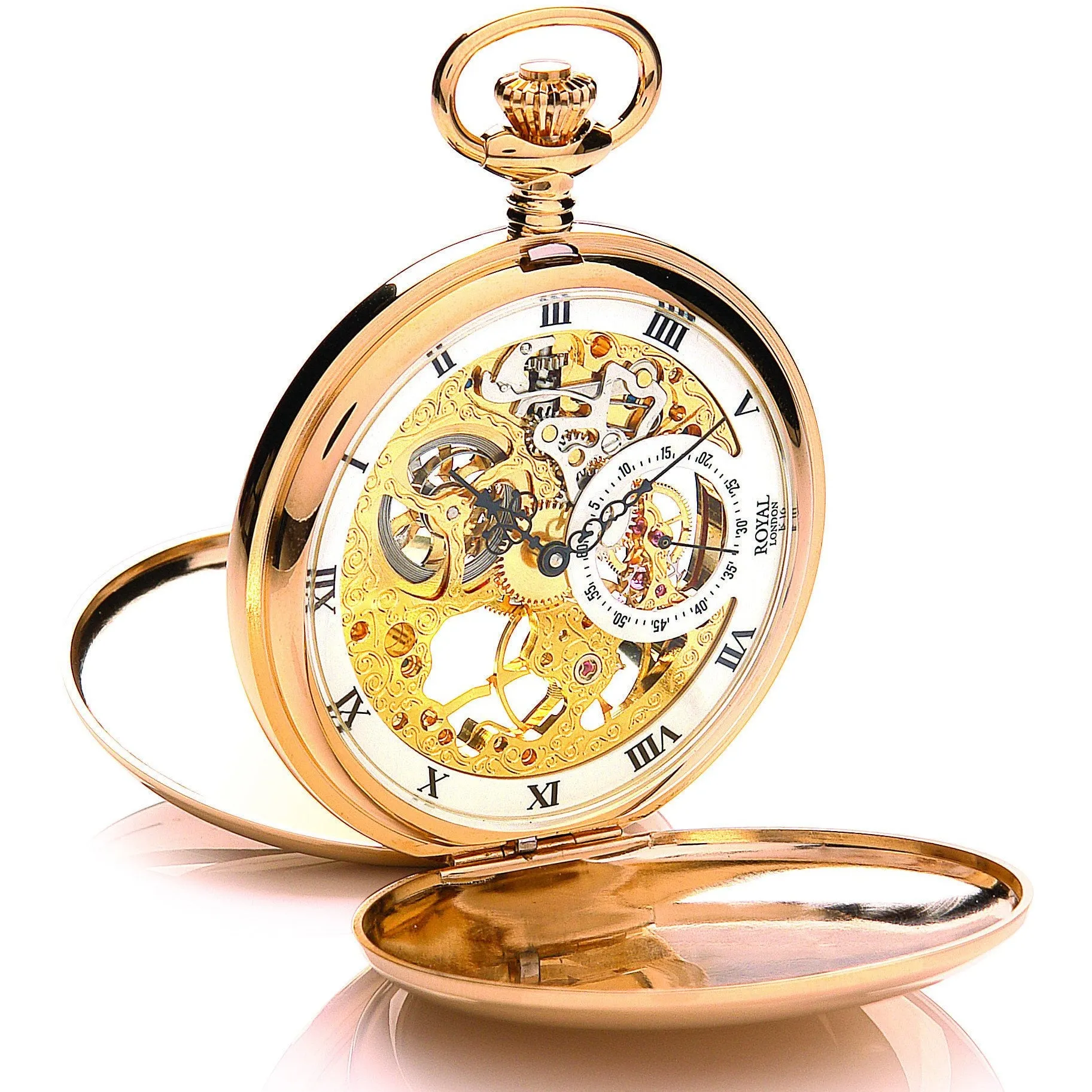 Classic Gold Mechanical Pocket Watch – Intricate Movement & Timeless Design