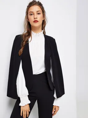 Cloak Sleeve Open Front Blazer