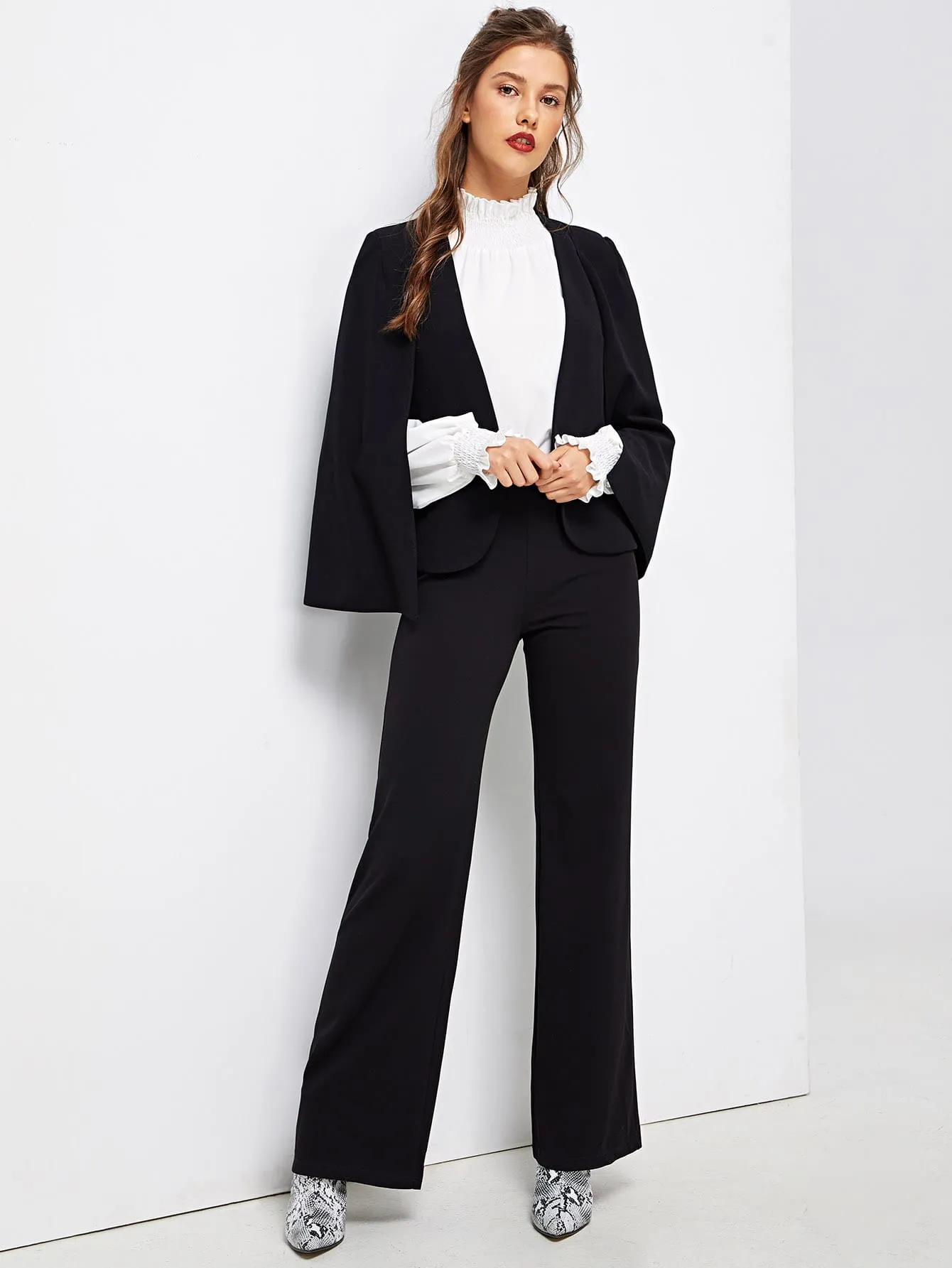 Cloak Sleeve Open Front Blazer