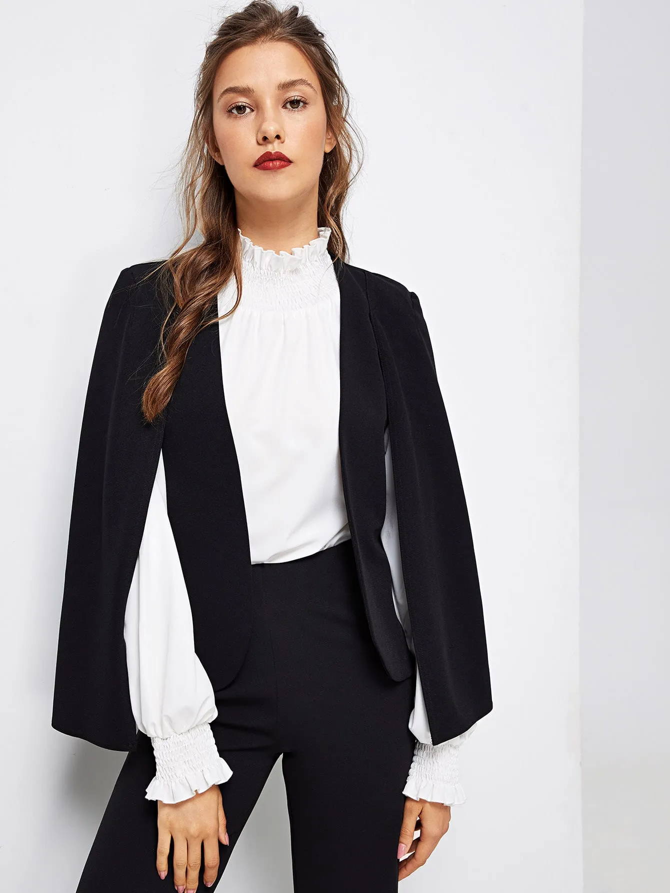 Cloak Sleeve Open Front Blazer