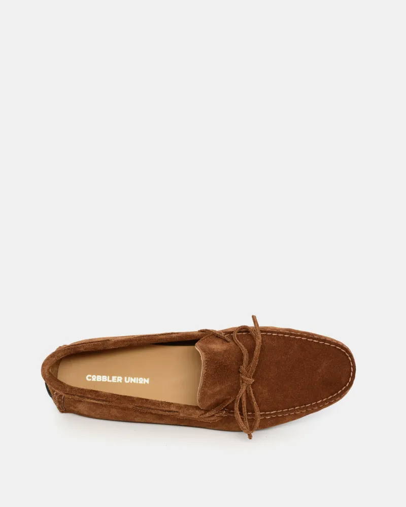 Cognac Suede Lace up Moccasins