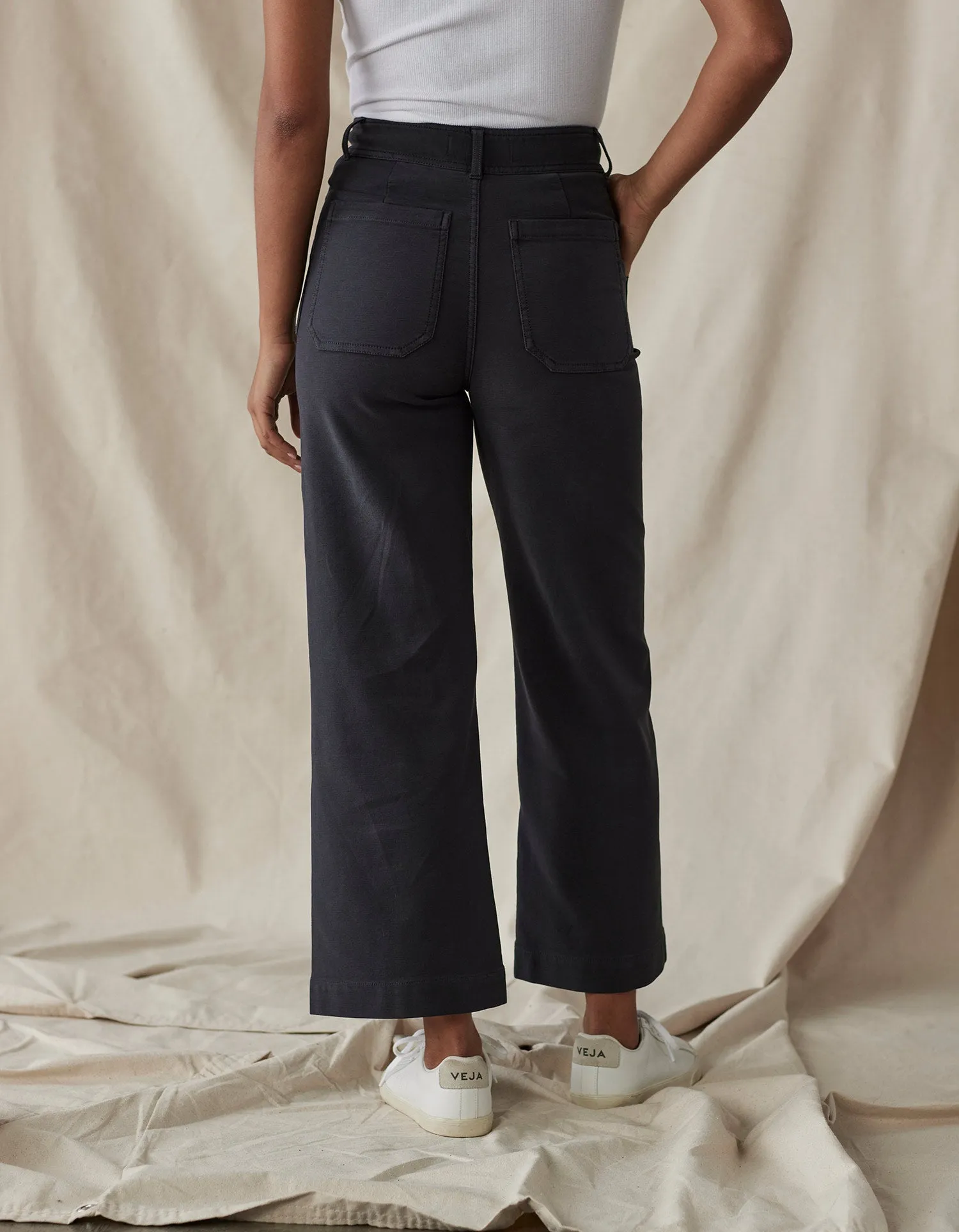 Comfort Terry Wide Leg Crop Pant in Phantom