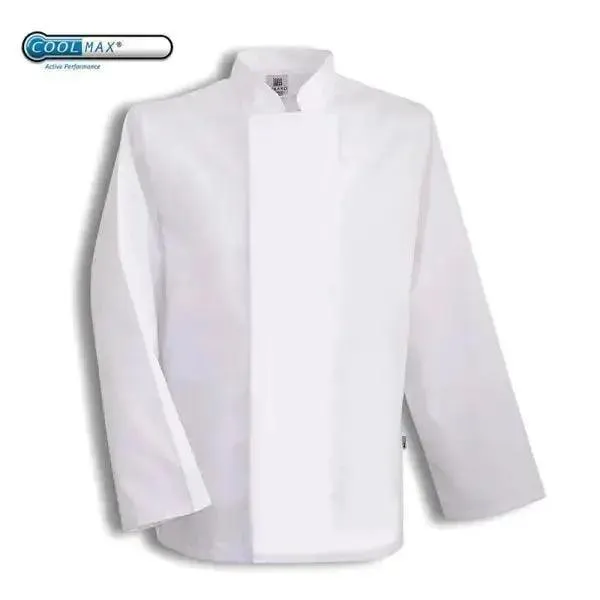 Coolmax Chefs Jacket Long Sleeve Black - White