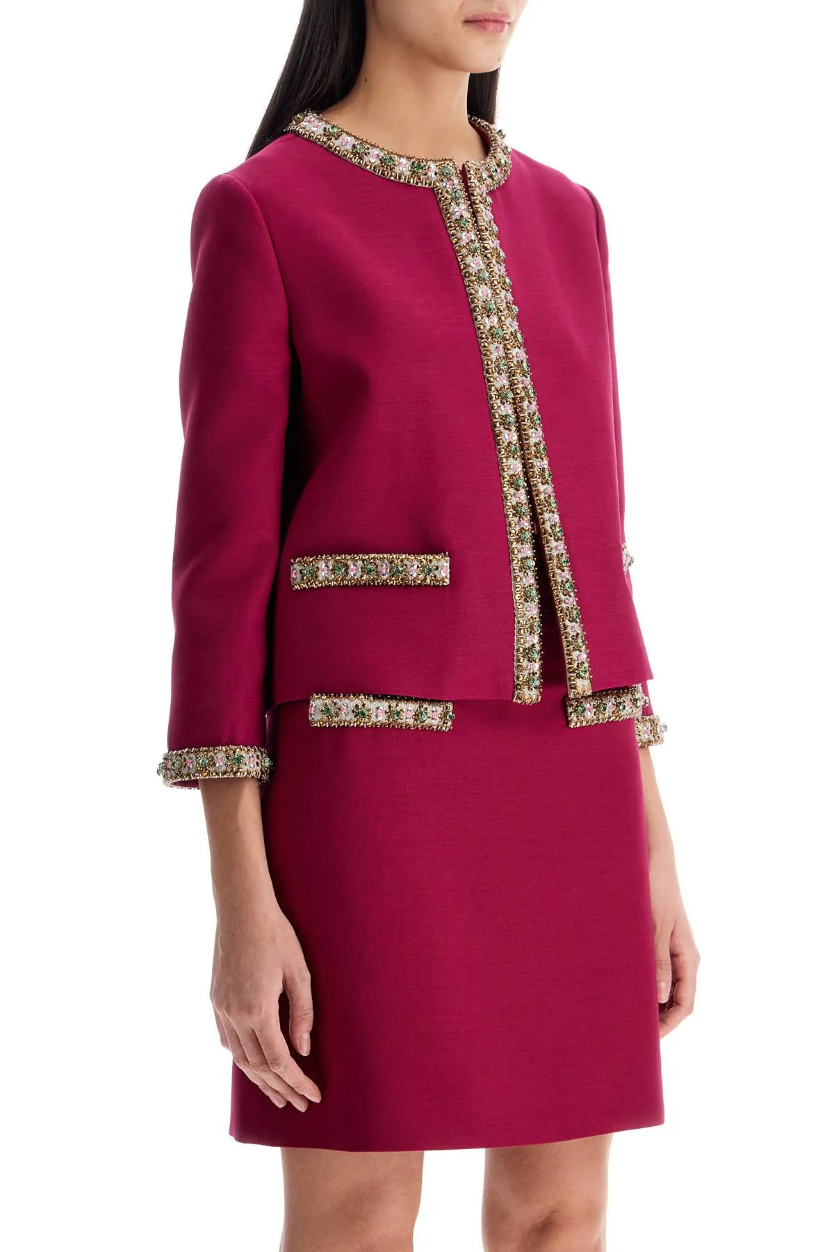 Embroidered Crepe Couture Jacket