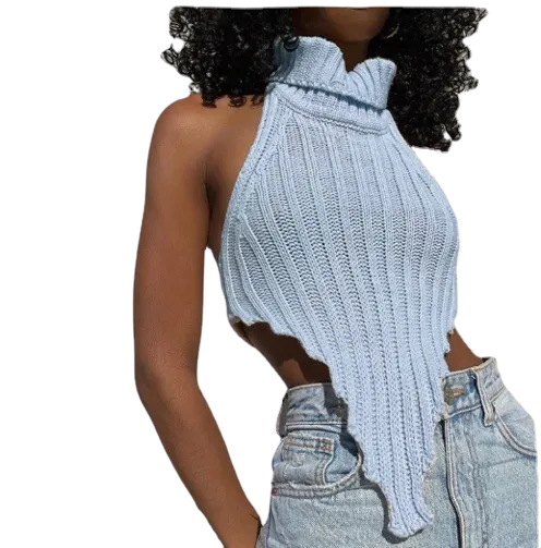 Fashion Turtleneck Cropped Knit Top