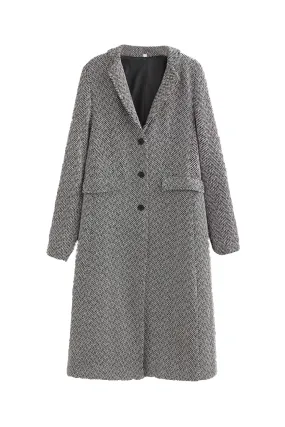 'Florence' Tweed Long Sleeve Long Coat