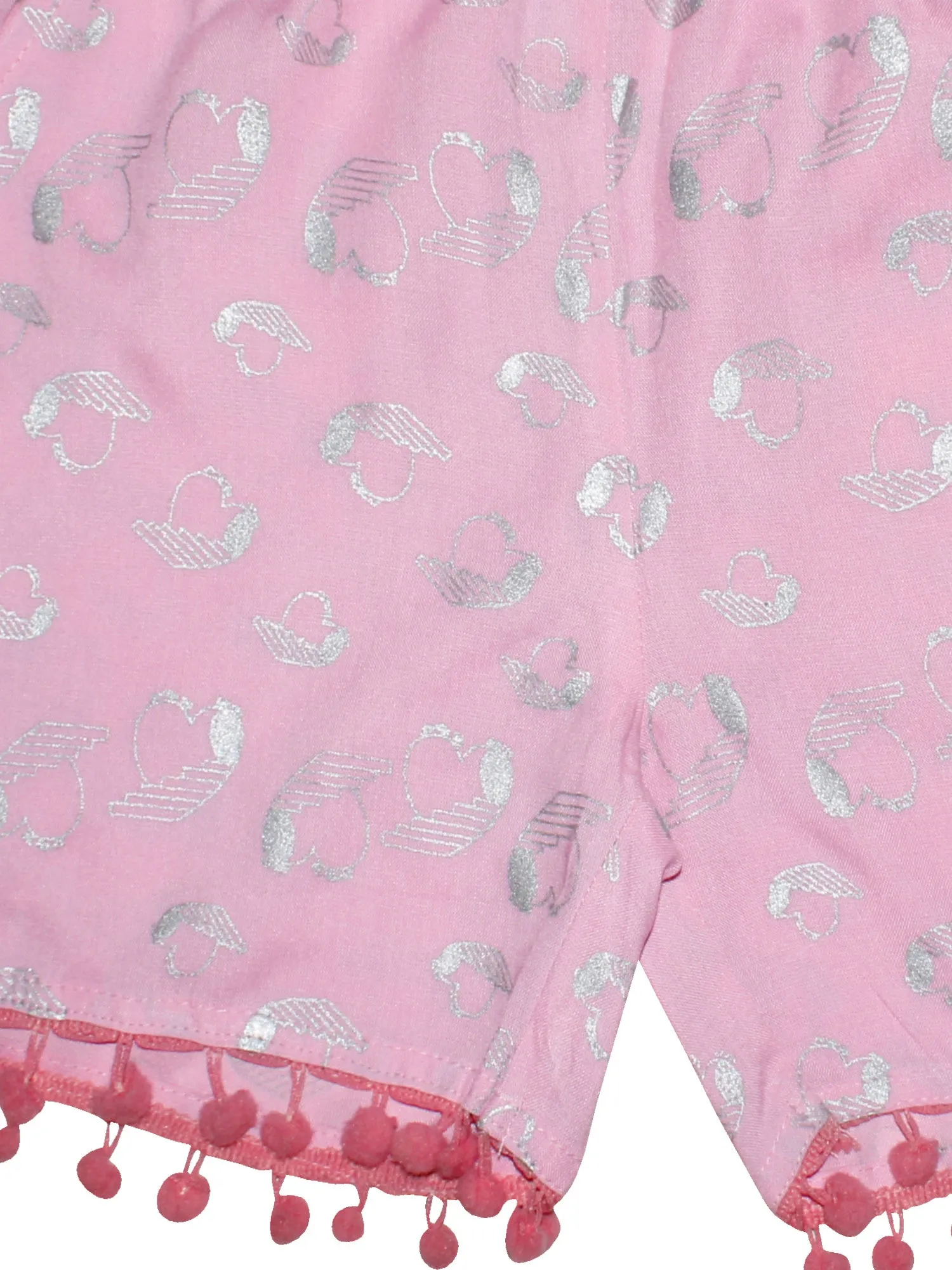 Girls Printed Rayon Shorts with Lace