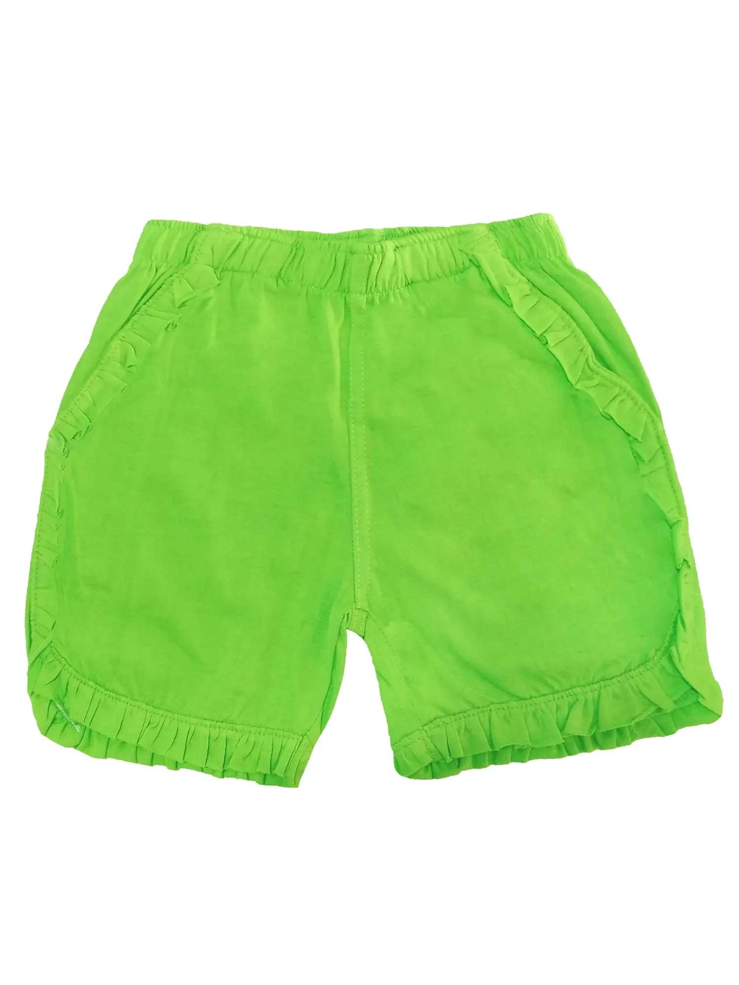 Girls Solid Frill Layer Hot Shorts Pack Of 2