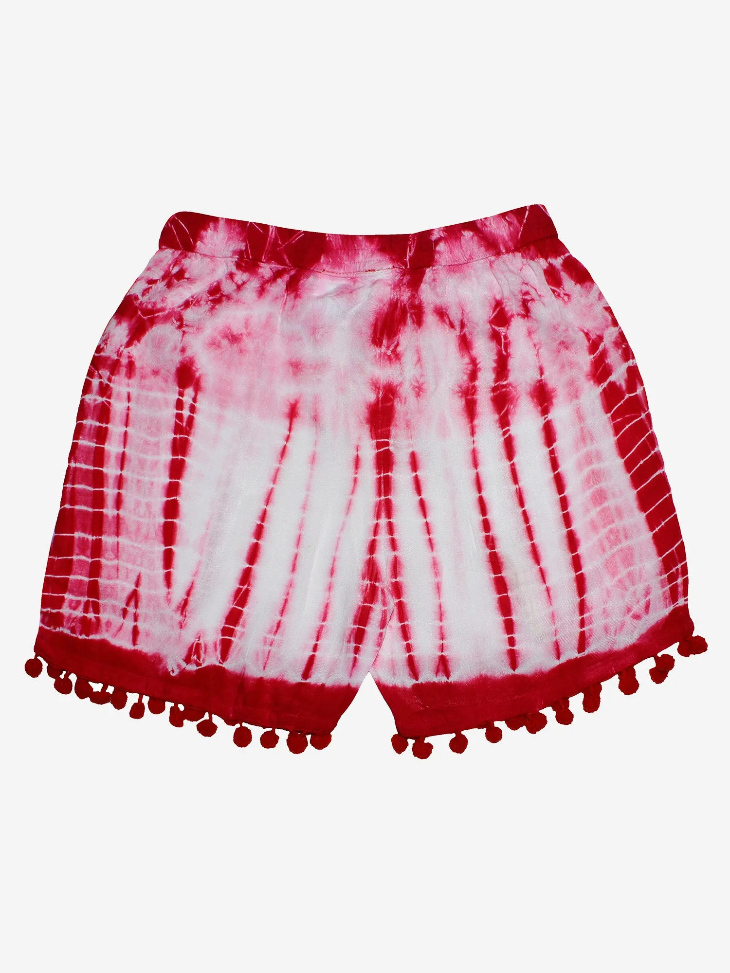 Girls Tie & Dye Shorts with Pom-Pom- Pack of 2