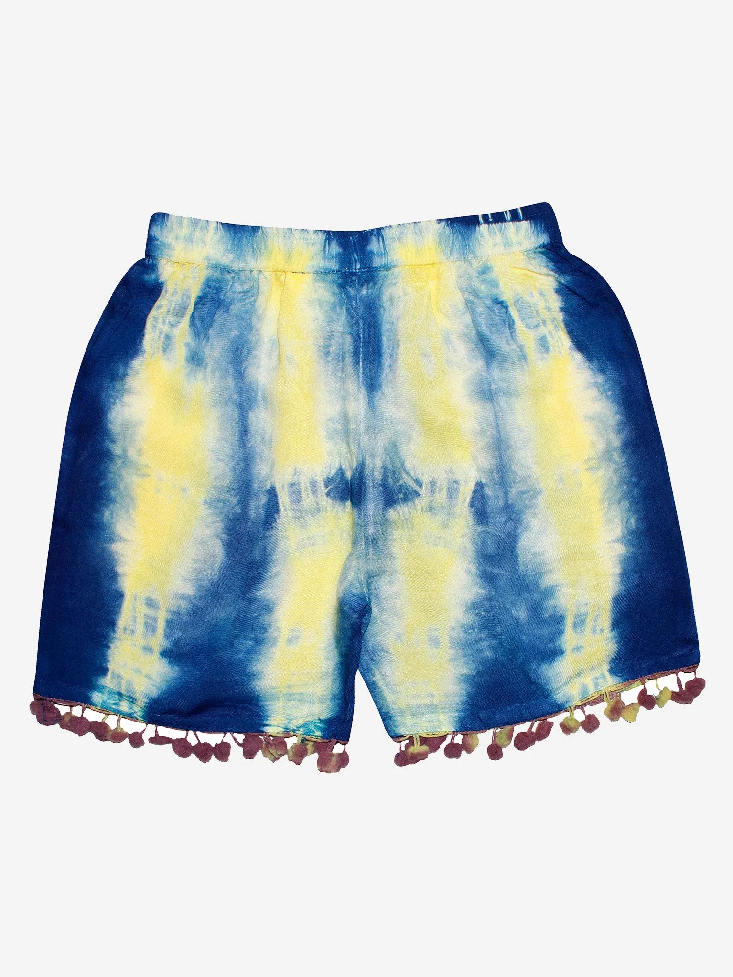 Girls Tie & Dye Shorts with Pom-Pom- Pack of 2