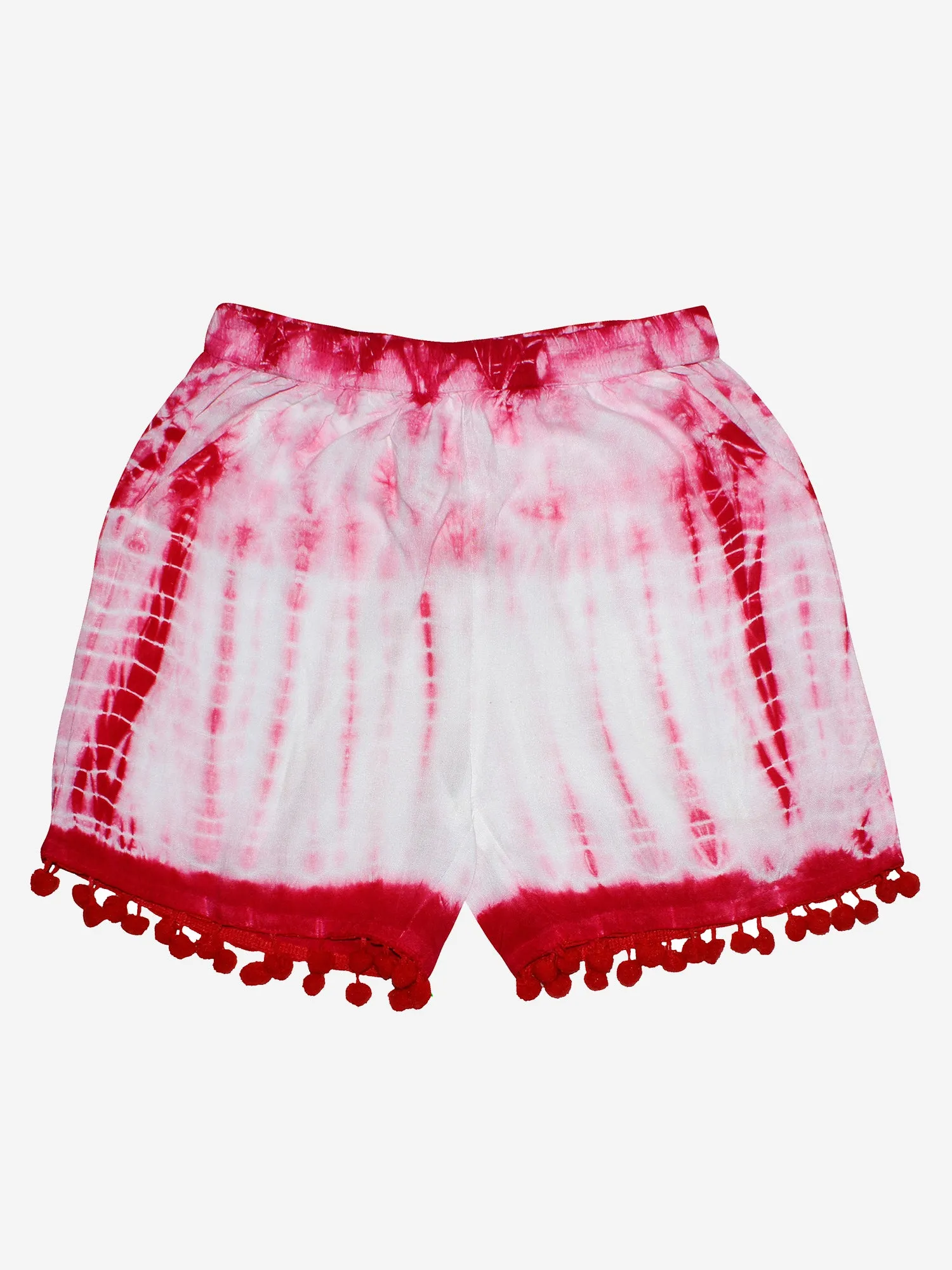 Girls Tie & Dye Shorts with Pom-Pom- Pack of 2