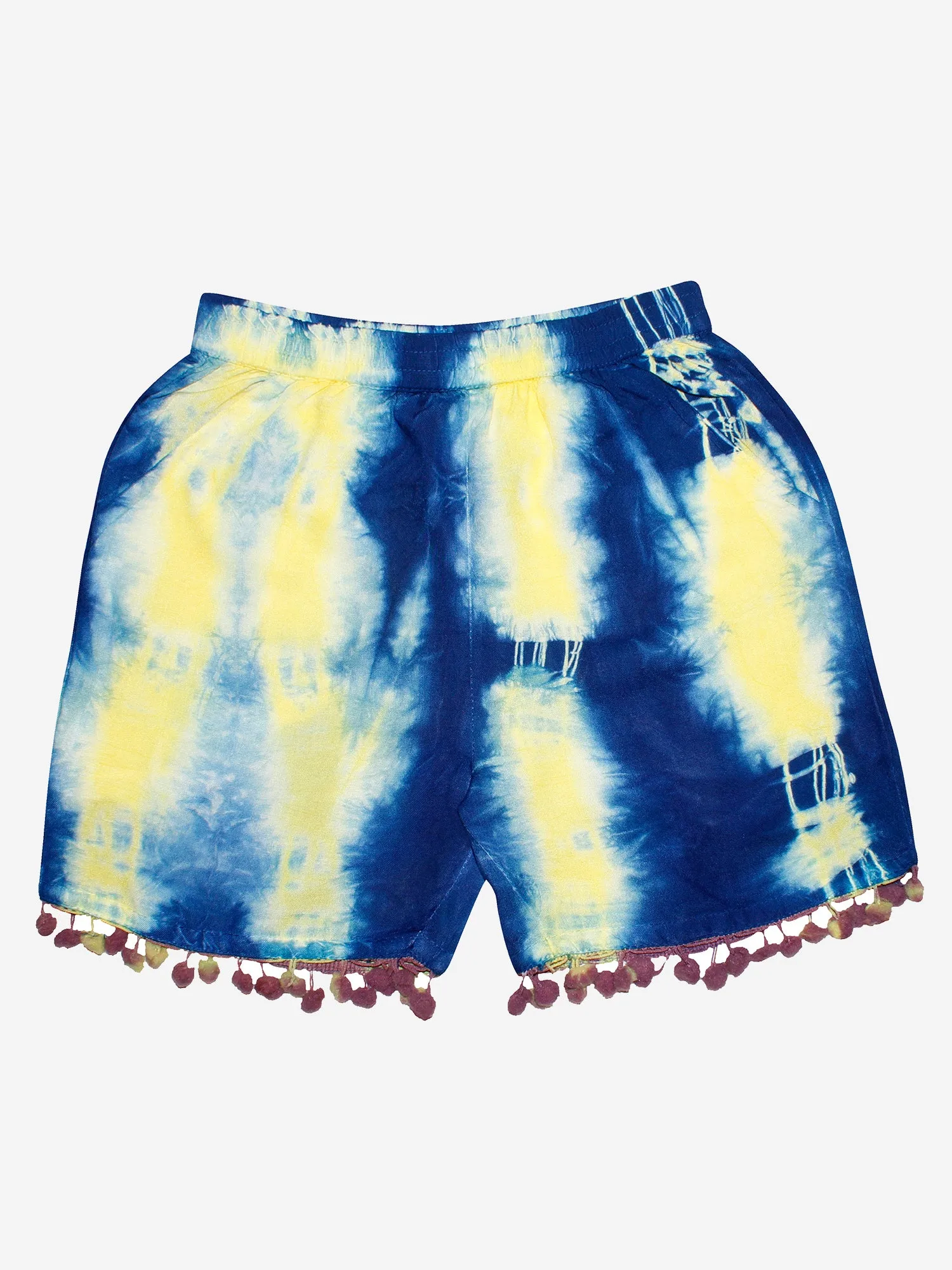 Girls Tie & Dye Shorts with Pom-Pom- Pack of 2