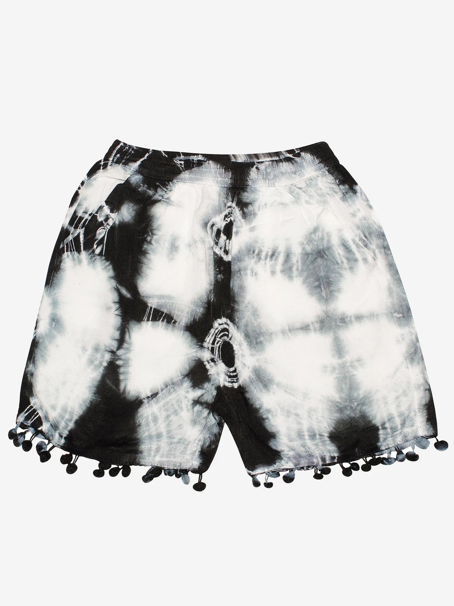 Girls Tie & Dye Shorts with Pom-Pom- Pack of 2