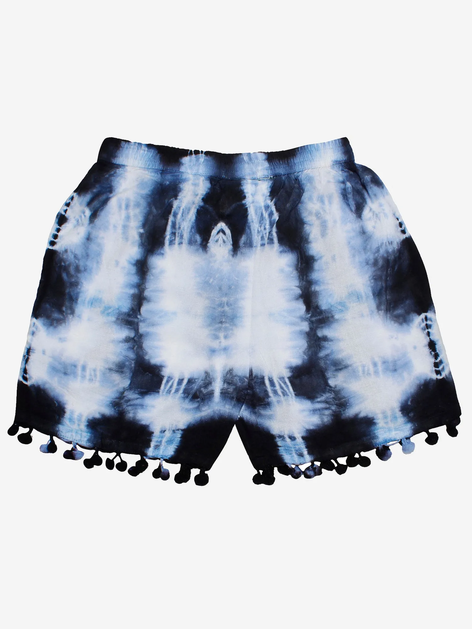 Girls Tie & Dye Shorts with Pom-Pom- Pack of 2