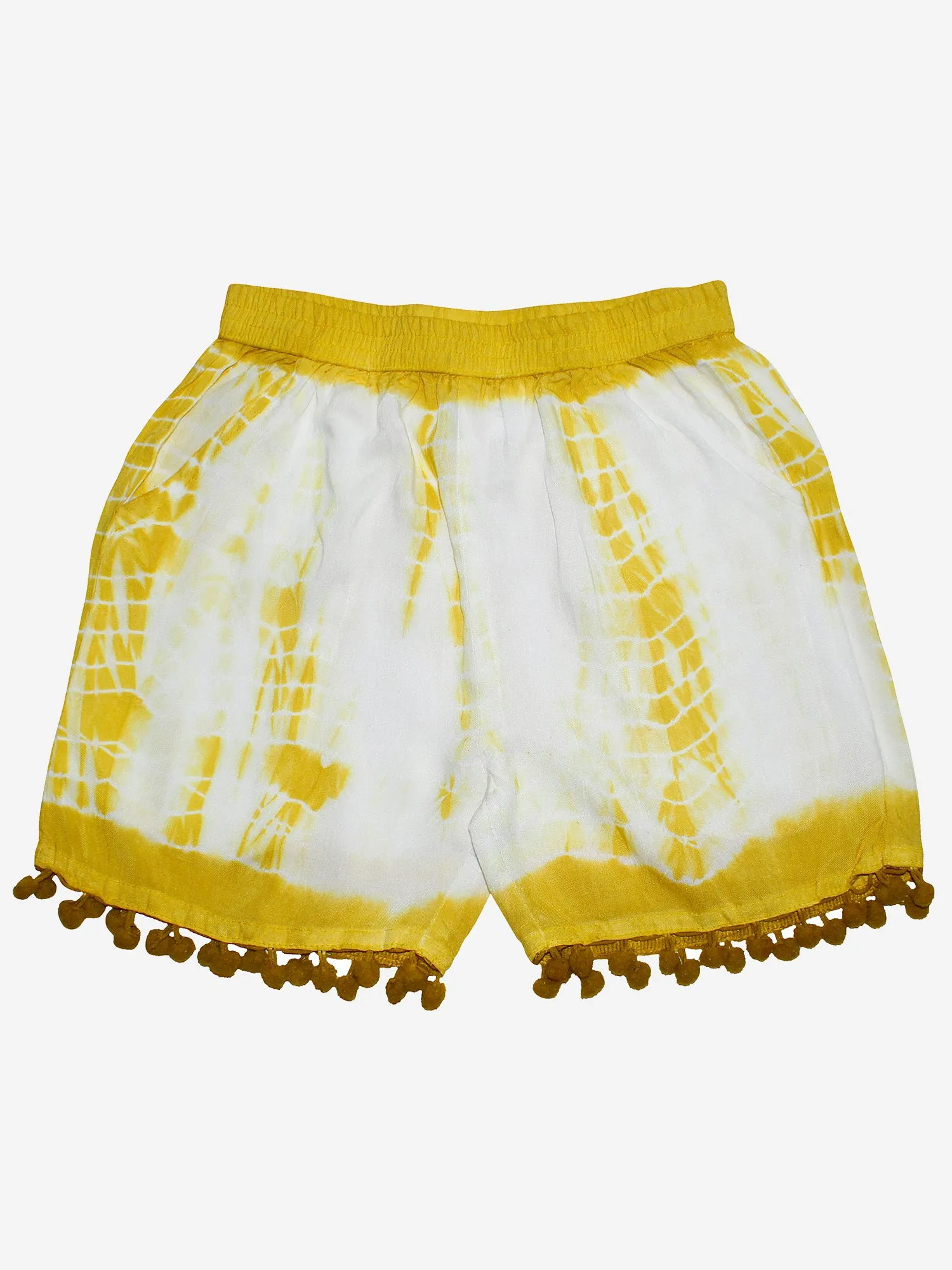 Girls Tie & Dye Shorts with Pom-Pom- Pack of 2