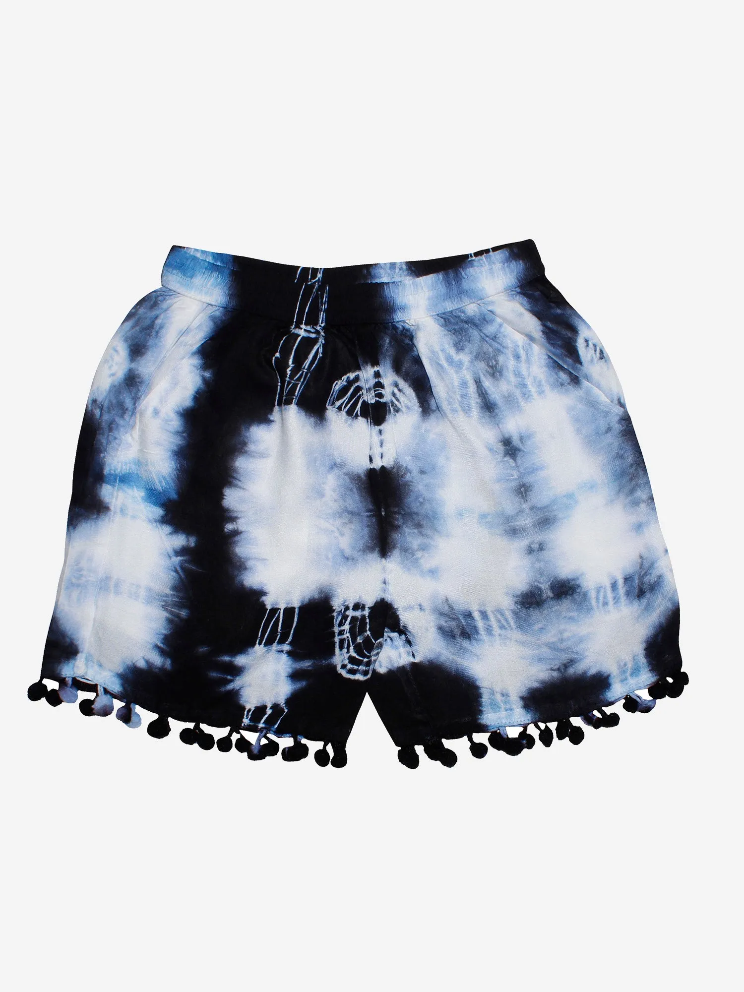 Girls Tie & Dye Shorts with Pom-Pom- Pack of 2