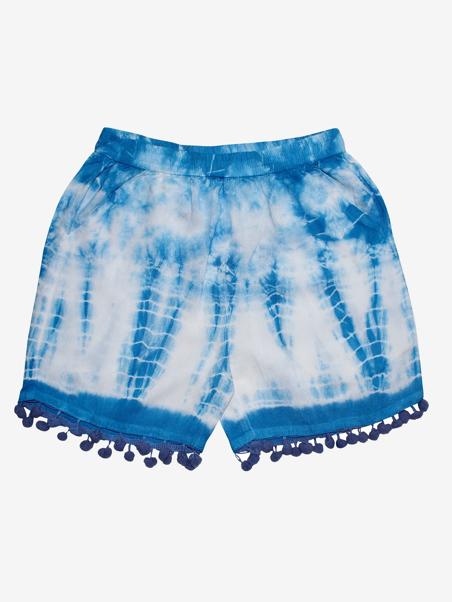 Girls Tie & Dye Shorts with Pom-Pom- Pack of 2