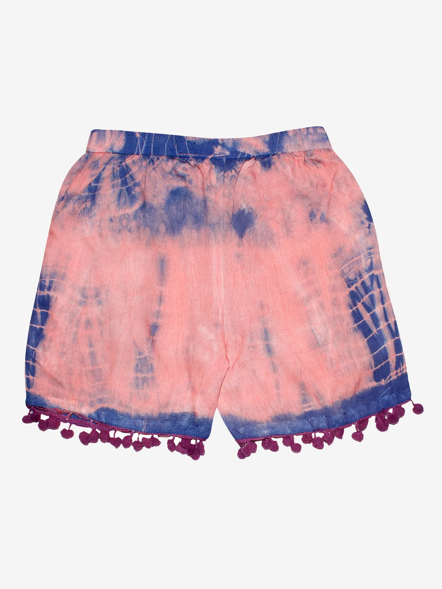 Girls Tie & Dye Shorts with Pom-Pom- Pack of 2