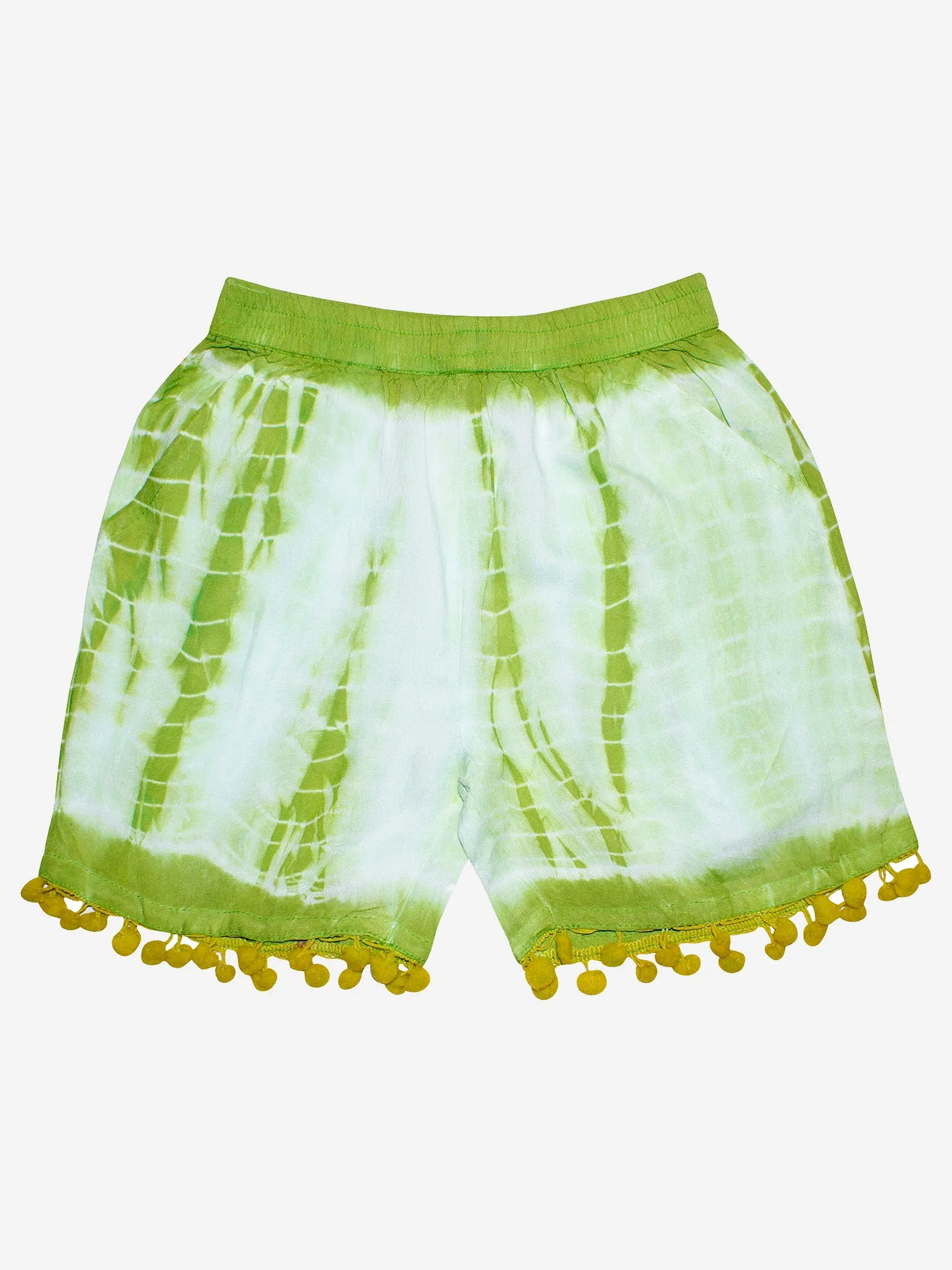 Girls Tie & Dye Shorts with Pom-Pom- Pack of 2