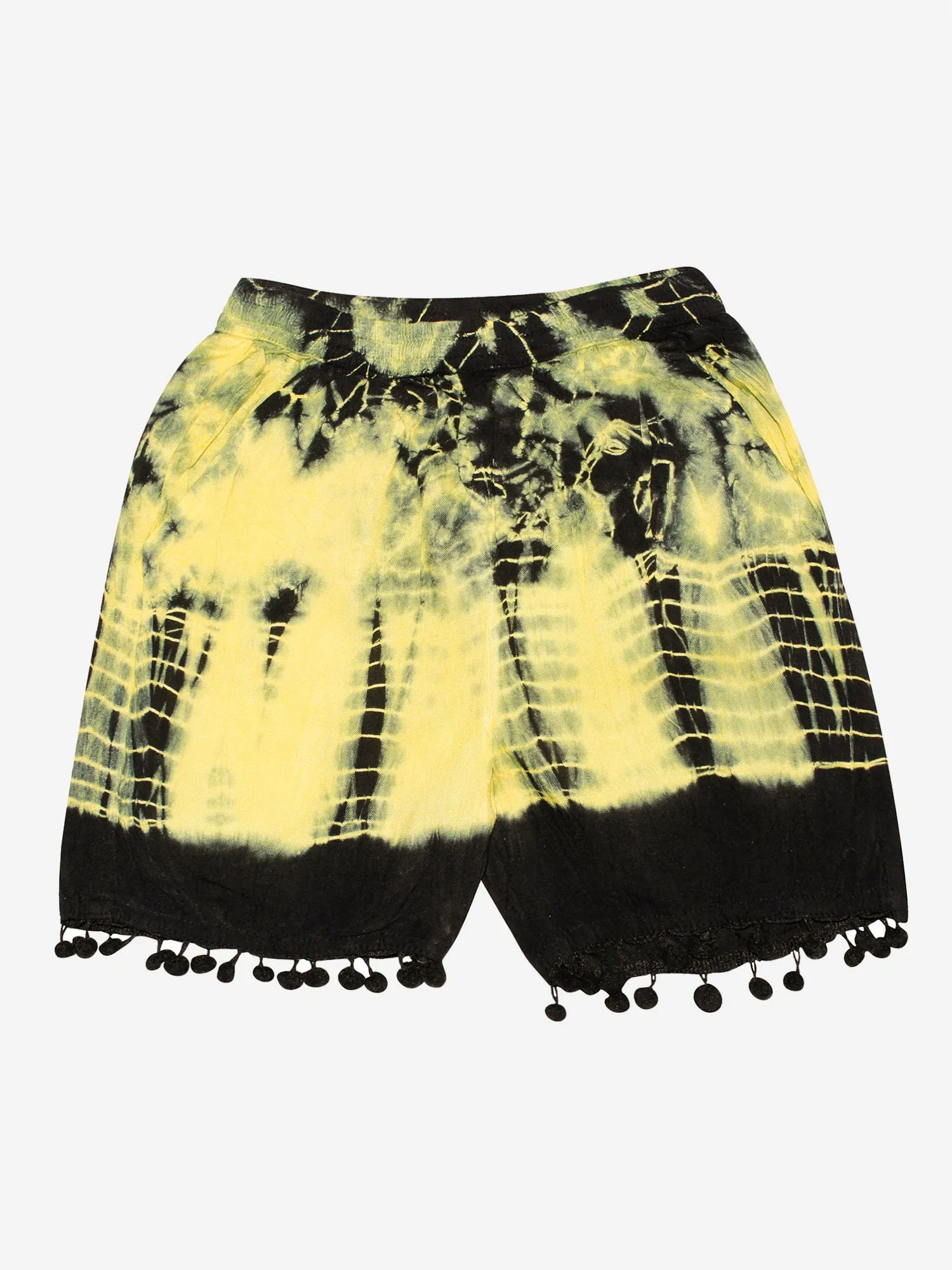 Girls Tie & Dye Shorts with Pom-Pom- Pack of 2