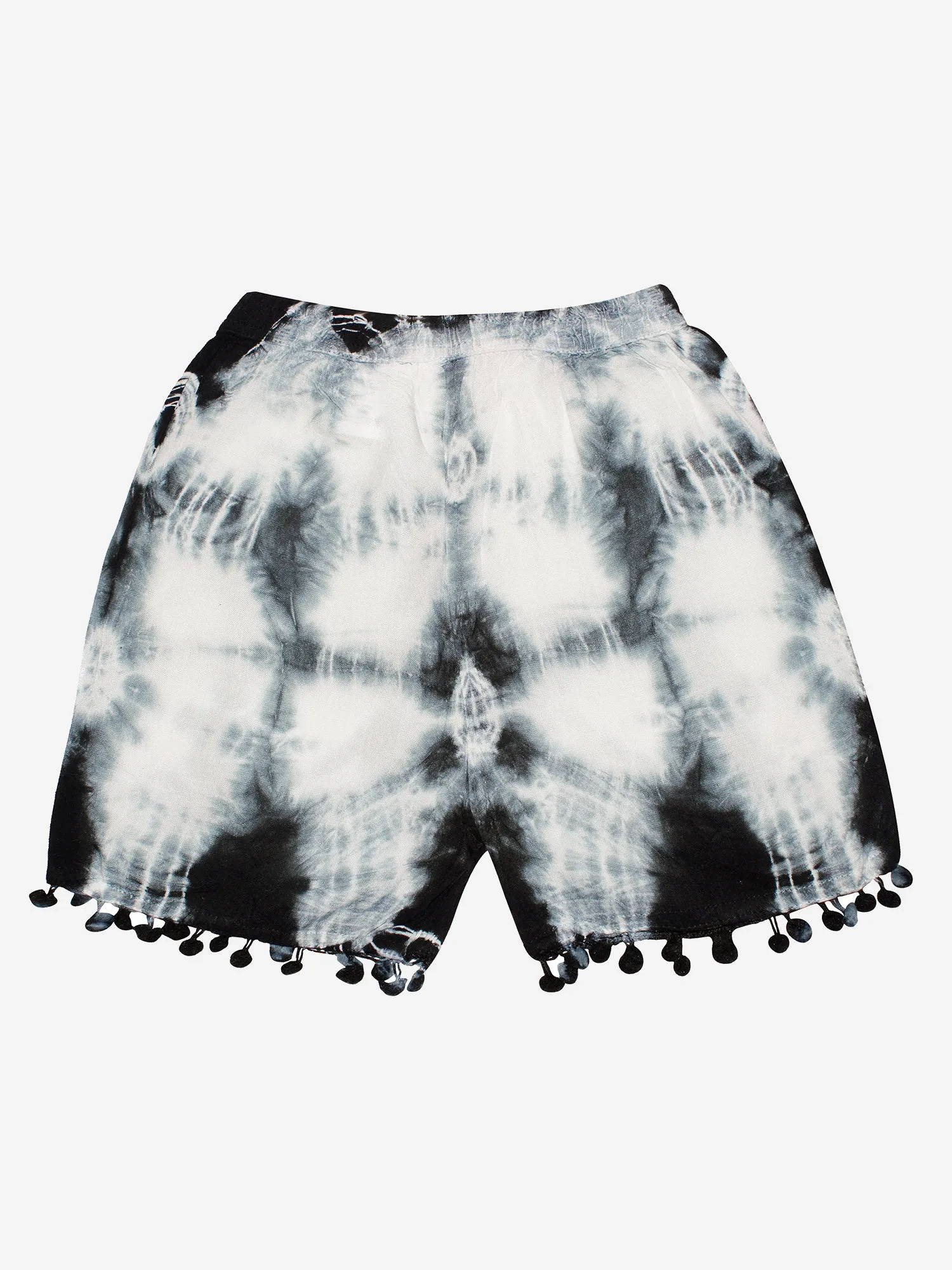 Girls Tie & Dye Shorts with Pom-Pom- Pack of 2