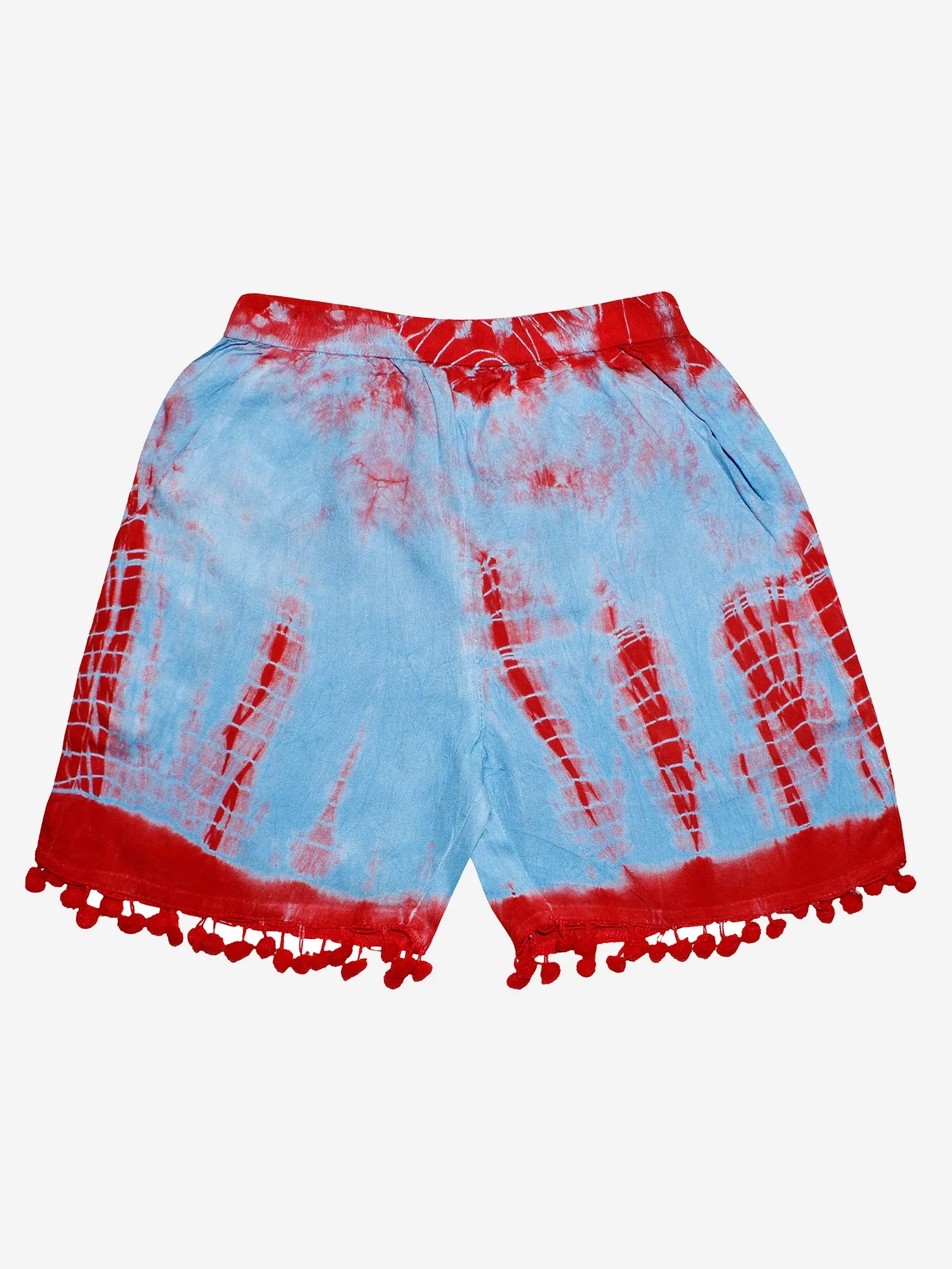 Girls Tie & Dye Shorts with Pom-Pom- Pack of 2