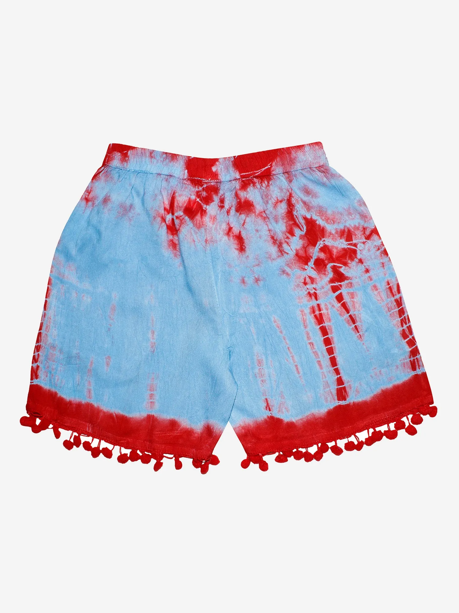 Girls Tie & Dye Shorts with Pom-Pom- Pack of 2