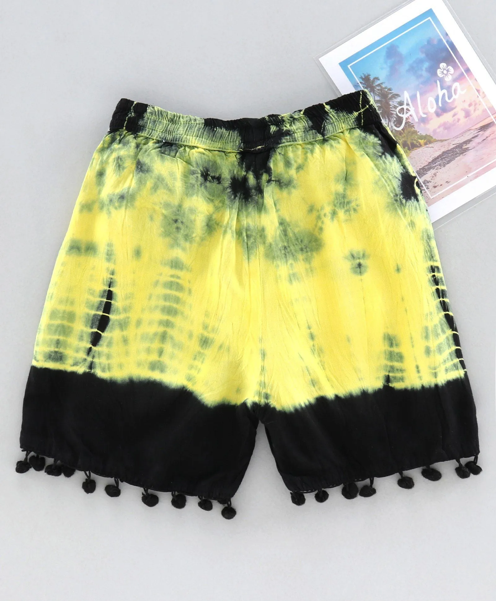 Girls Tie & Dye Shorts with Pompom