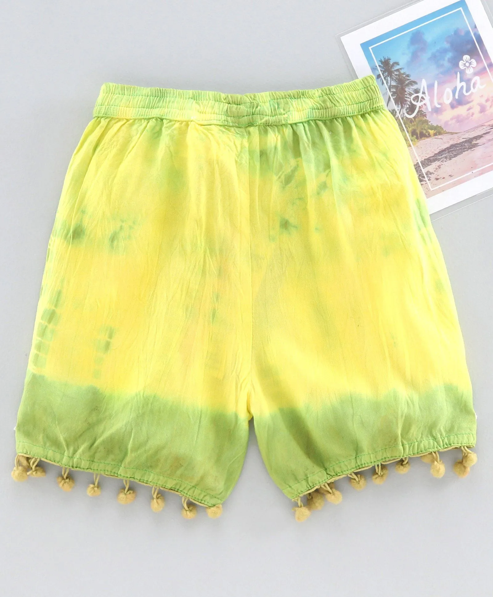 Girls Tie & Dye Shorts with Pompom