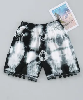 Girls Tie & Dye Shorts with Pompom